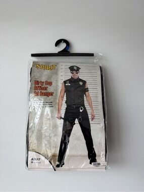 Spirit Men's Black Sleeveless Police Costume Set
